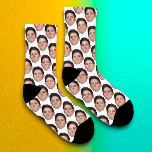 Personalized Funny Face Photo Socks _ White