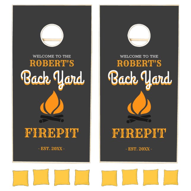 Personalized Funny Family Name Fire Pit  Cornhole Set (Set)