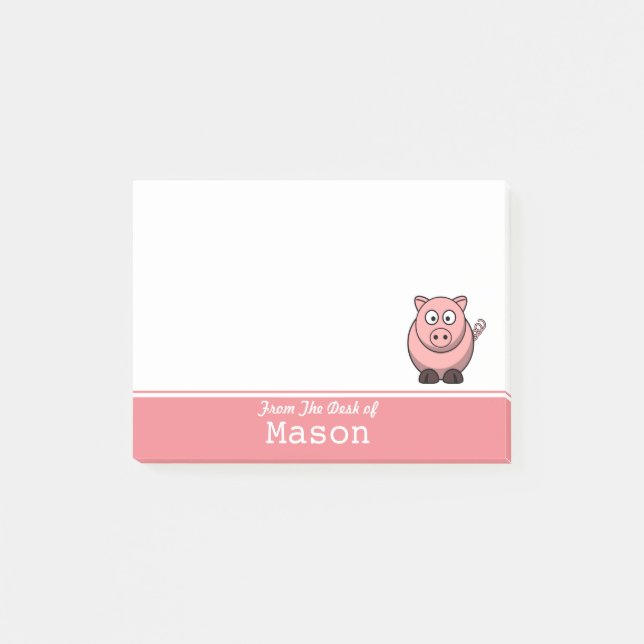 Personalized Funny Fat Pink Pig Post-it Notes (Front)
