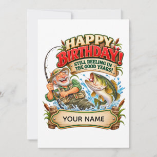 Personalized Funny Fishing Birthday Card for Men