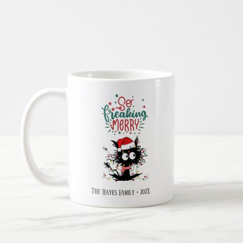 Personalized Funny Freaking Cat Christmas Mug