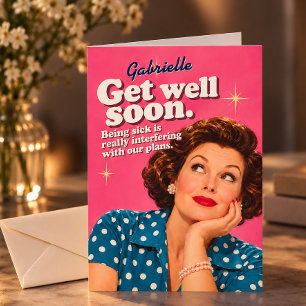 Personalized Funny Get Well Soon Retro Vintage Card