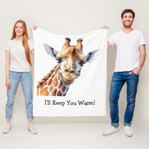 Personalized Funny Giraffe Lover's Fleece Blanket