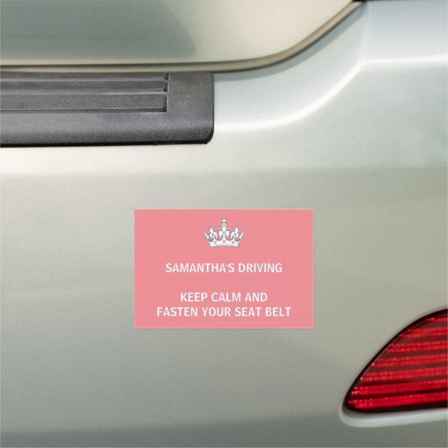 Personalized Funny Girly Keep Calm Pink Car Magnet (In Situ)