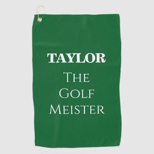 Personalized Funny Golf Meister Quote Green Golf Towel