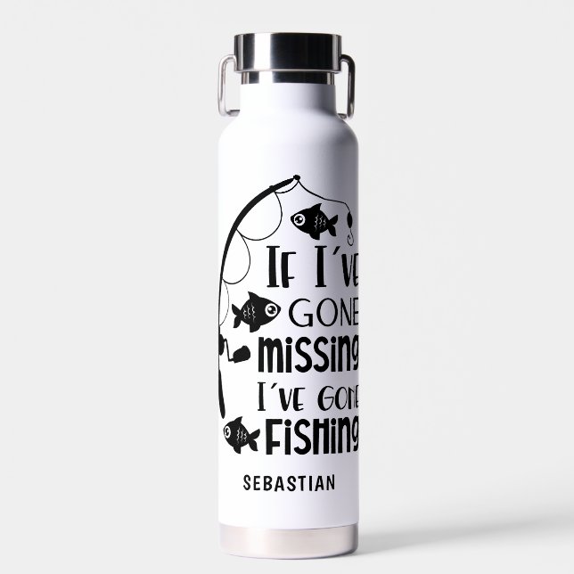 Personalized Funny Gone Fishing Water Bottle (Front)