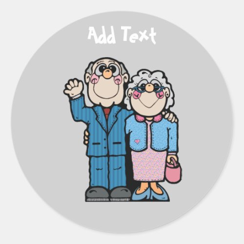 Personalized Funny Grandparent Cartoon Classic Round Sticker