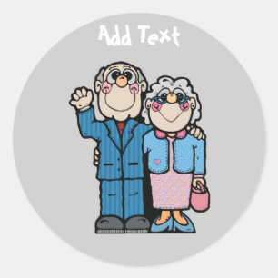 Personalized Funny Grandparent Cartoon Classic Round Sticker