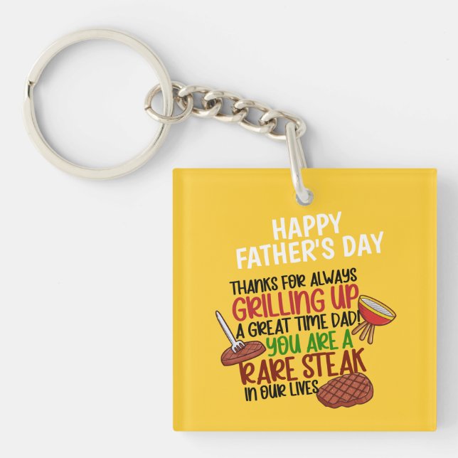 Personalized Funny Grill Chef Daddy Keychain (Front)