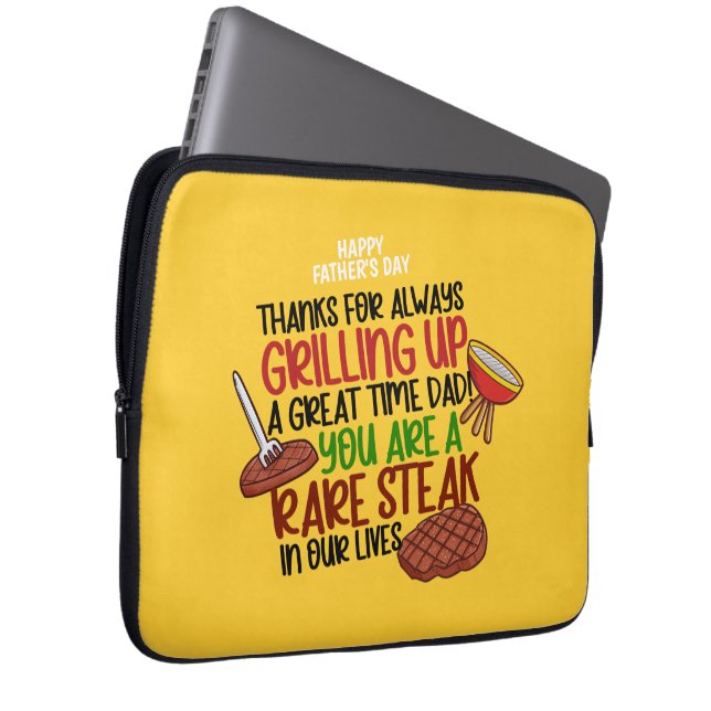 Personalized Funny Grill Chef Daddy Laptop Sleeve (Front Right)