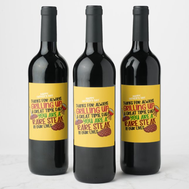 Personalized Funny Grill Chef Daddy Wine Label (Bottles)