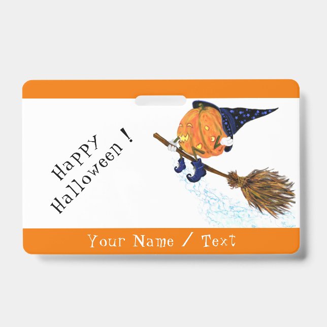Personalized Funny Halloween Badge Witch Pumpkin (Front)