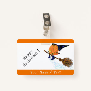 Personalized Funny Halloween Badge Witch Pumpkin