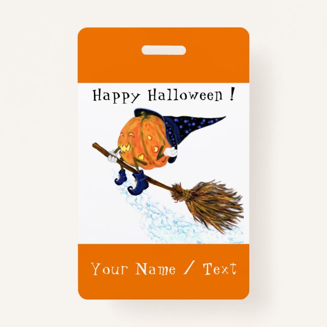 Personalized Funny Halloween Badges Witch Pumpkin (Front)