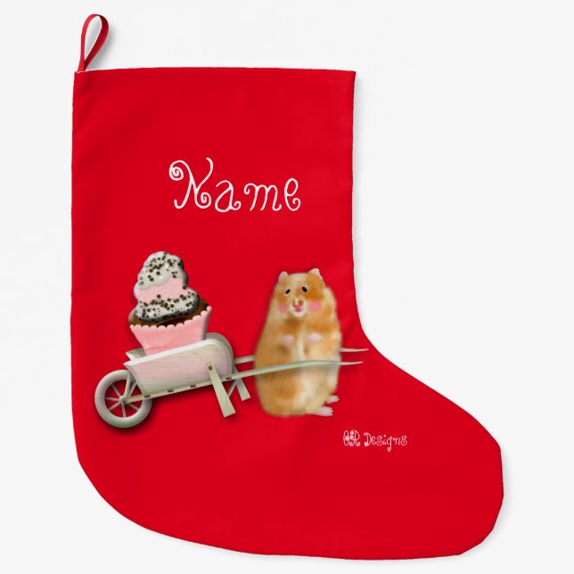 Personalized funny hamster Christmas Stocking (Front)