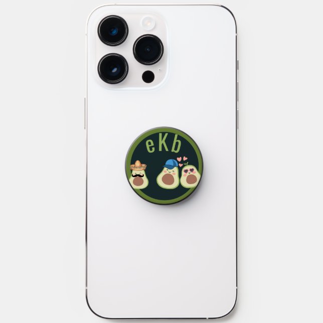 Personalized Funny Happy Dressed Up Avocados PopSocket (Front)