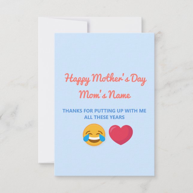 Personalized Funny Happy Mothers Day Greeting Card (Front)