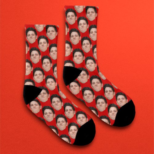 Personalized Funny Head Photo Face Socks _ Red