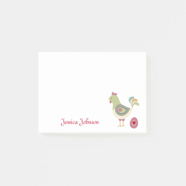 Personalized Funny Hen with Egg Abstract notepad (Front)