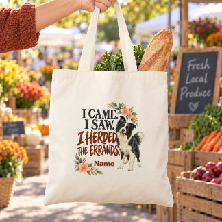 Personalized Funny Herding Dog Errands Tote Bag