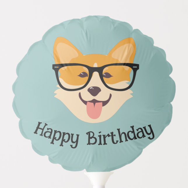Personalized Funny Hipster Corgi Pattern Balloon (Front)