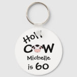 Personalized Funny Holy Cow 60th Birthday Keychain at Zazzle