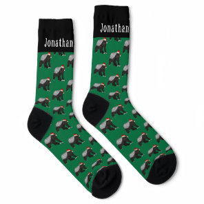 Personalized Funny Honey Badger Green Christmas Socks