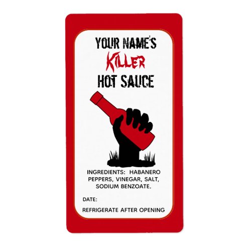 Personalized Funny Hot Sauce Labels Zombie Killer