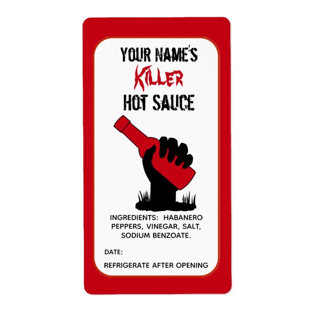 Personalized Funny Hot Sauce Labels Zombie Killer