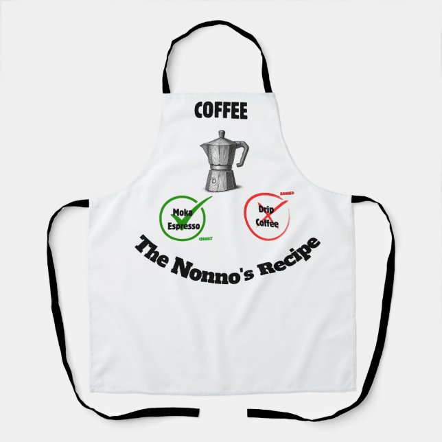 Personalized Funny Italian Coffee Moka Maker Recip Apron (Front)