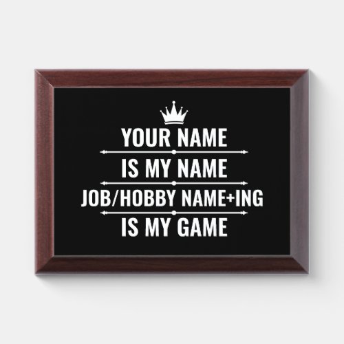 Personalized Funny Job and Hobby Name Award Plaque