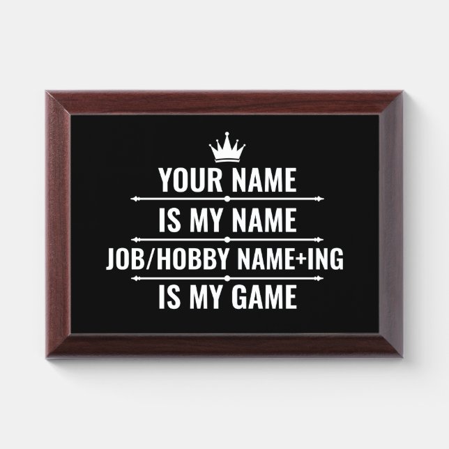 Personalized Funny Job and Hobby Name Award Plaque (Horizontal)