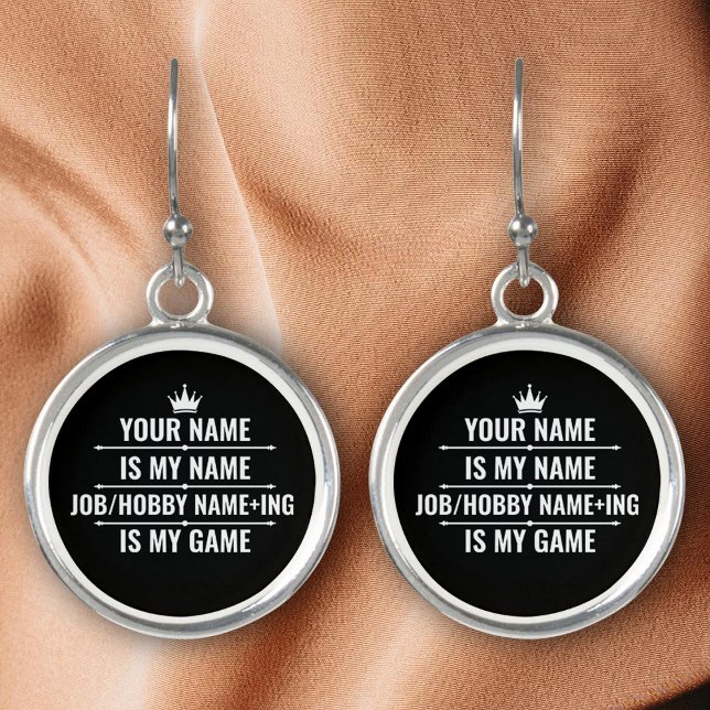 Personalized Funny Job and Hobby Name Earrings (Creator Uploaded)