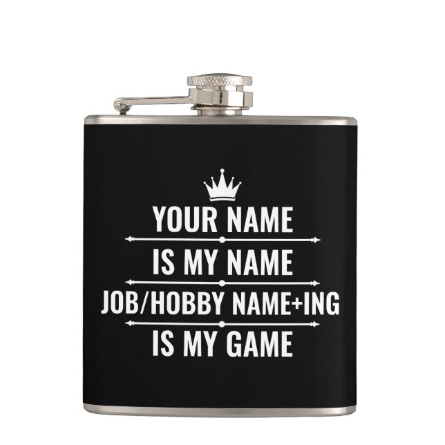 Personalized Funny Job and Hobby Name Flask (Front)