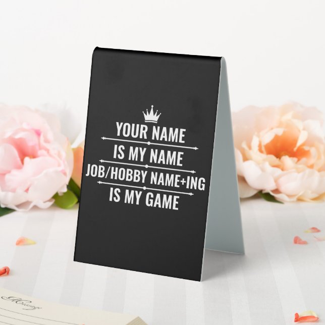 Personalized Funny Job and Hobby Name Table Tent (In SItu (Wedding))