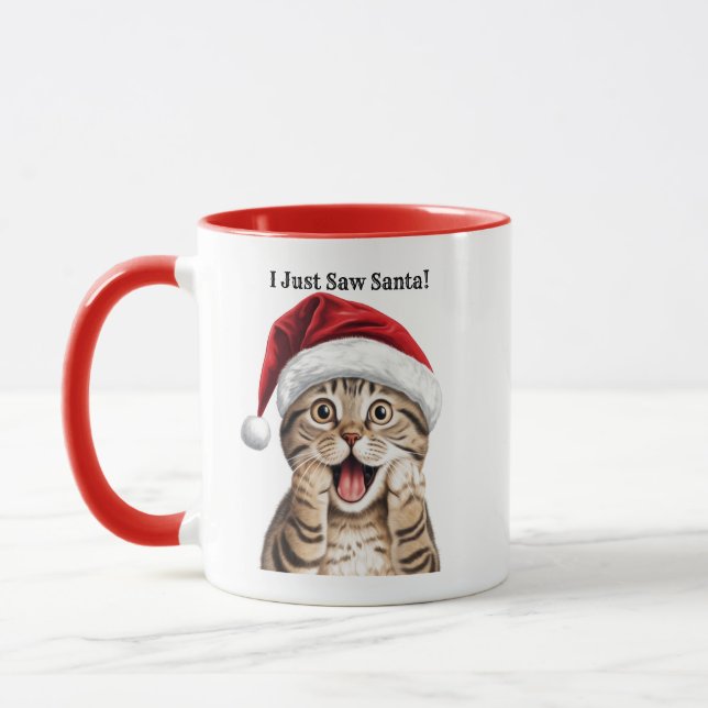 Personalized Funny Kitty Cat Christmas Mug (Left)