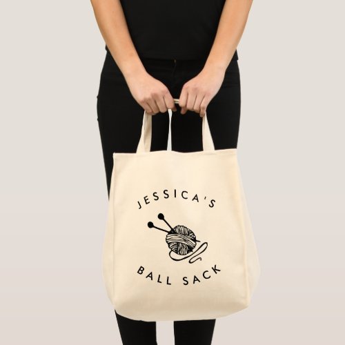 Personalized Funny Knitting Ball Sack Tote Bag