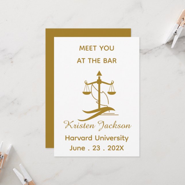Personalized funny law school graduation  invitation (Front/Back In Situ)