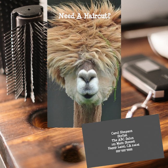 Personalized Funny Llama Hair Stylist Salon  Business Card (Creator Uploaded)
