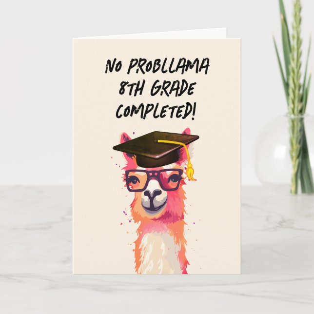 Personalized Funny Llama School Graduation Card (Front)