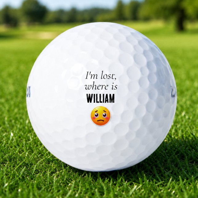 Personalized Funny Lost Golf Balls (funny emoji personalized golf ball gag gift with custom name )