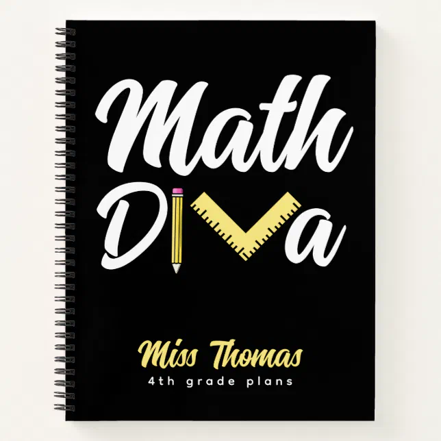 Personalized Funny Math Diva Teacher Notebook (Front)