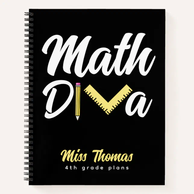 Personalized Funny Math Diva Teacher Notebook (Front)