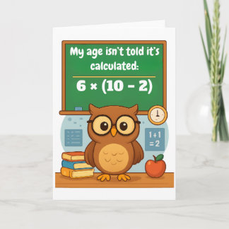 Personalized Funny Math Lover Humor Owl Birthday  Card