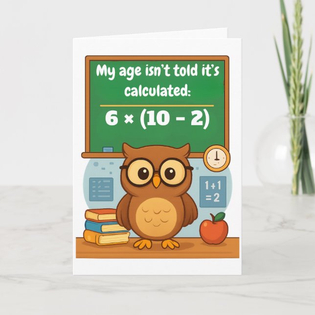 Personalized Funny Math Lover Humor Owl Birthday  Card (Front)
