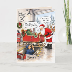 Personalized Funny Mechanic Christmas Card