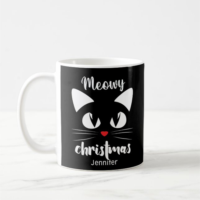 Personalized Funny Meowy Christmas Mug (Left)