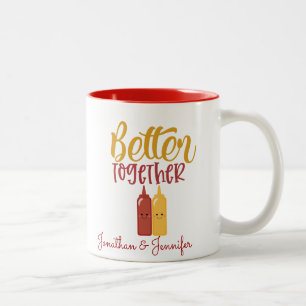 Personalized Funny Mustard Ketchup Couple Two-Tone Coffee Mug