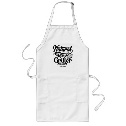 Personalized Funny Natural Born Griller Long Apron