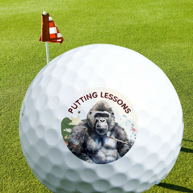 Personalized Funny Novelty Gorilla Putting Lessons Golf Balls (Creator Uploaded)